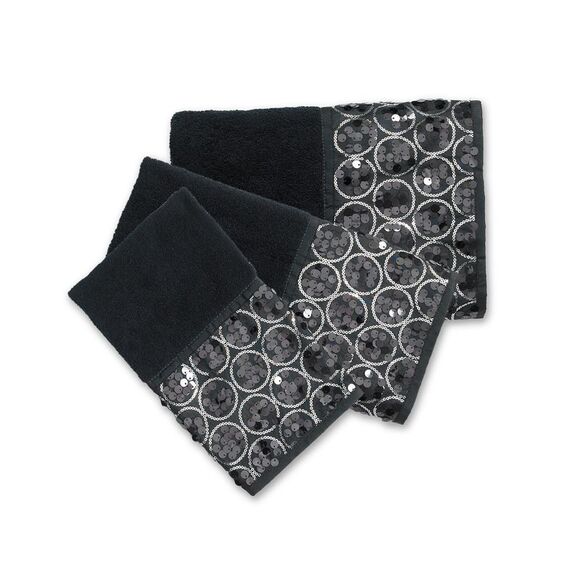 Sinatra Black Bath Accessories 3 Piece Towel Set Bath Towel Set (Bath Towel, - Picture 1 of 1